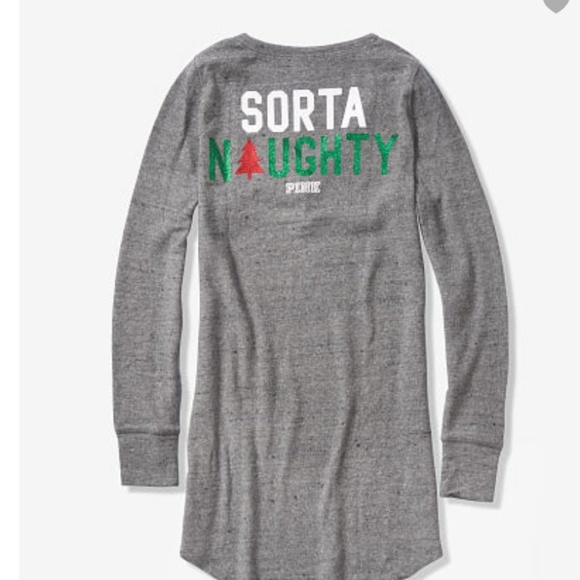 Victoria's Secret PINK Holiday Sleep Dress Gray XS - Picture 3 of 5